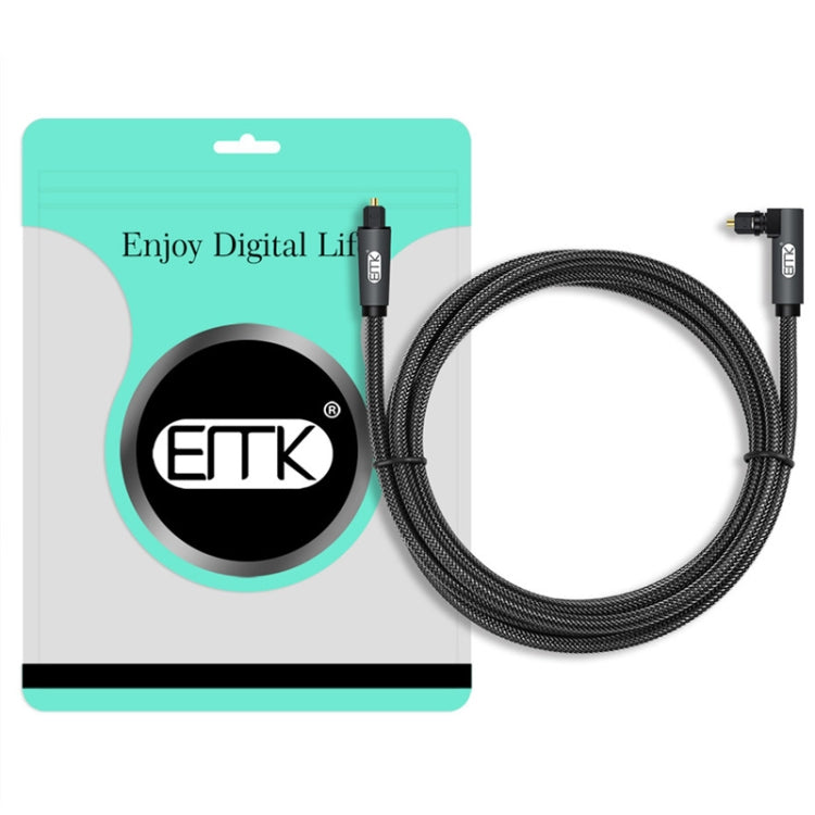 EMK 90 Degree Swivel Adjustable Right Angled 360 Degrees Rotatable Plug Nylon Woven Mesh Optical Audio Cable, Cable Length:8m(Black) - Audio Optical Cables by EMK | Online Shopping South Africa | PMC Jewellery | Buy Now Pay Later Mobicred