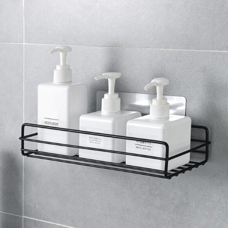 Wrought Iron Bathroom Shelf Wall Mounted Free Punch Toilet Rack(Black) - Shelves by PMC Jewellery | Online Shopping South Africa | PMC Jewellery