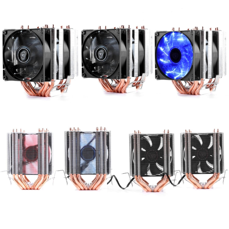 Desktop Computer 6 Copper Tube CPU Radiator Super Quiet Without Light 3-pin Double Fan - Fan Cooling by PMC Jewellery | Online Shopping South Africa | PMC Jewellery
