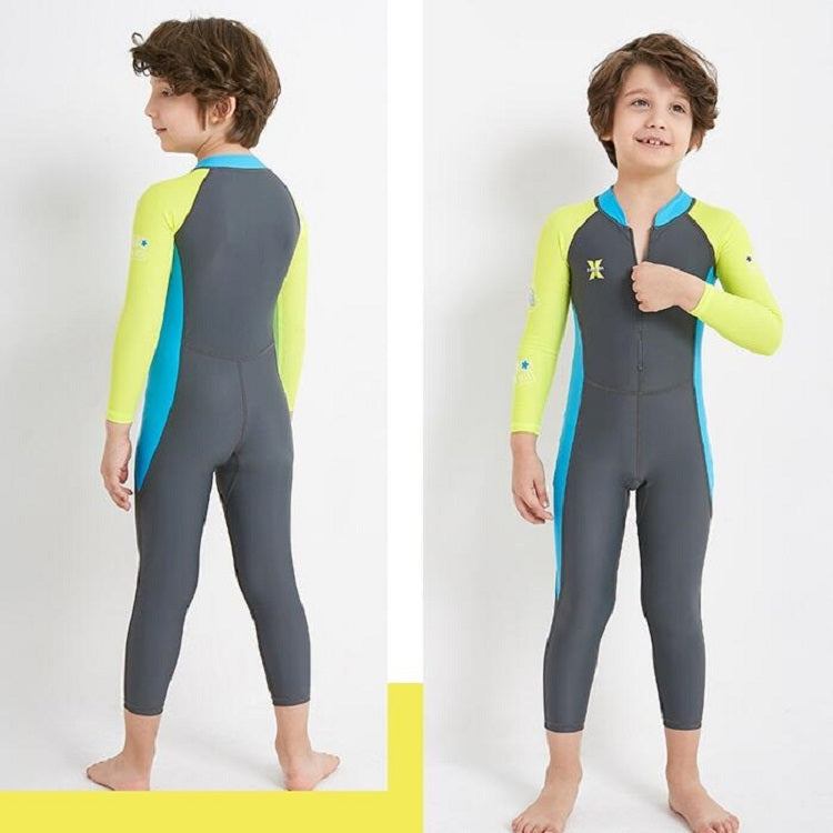 DIVE&SAIL Children Diving Suit Outdoor Long-sleeved One-piece Swimsuit Sunscreen Swimwear, Size: M(Boys Dark Gray) - Boy Clothing by DIVE&SAIL | Online Shopping South Africa | PMC Jewellery | Buy Now Pay Later Mobicred