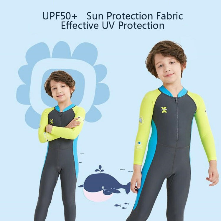 DIVE&SAIL Children Diving Suit Outdoor Long-sleeved One-piece Swimsuit Sunscreen Swimwear, Size: M(Boys Dark Gray) - Boy Clothing by DIVE&SAIL | Online Shopping South Africa | PMC Jewellery | Buy Now Pay Later Mobicred