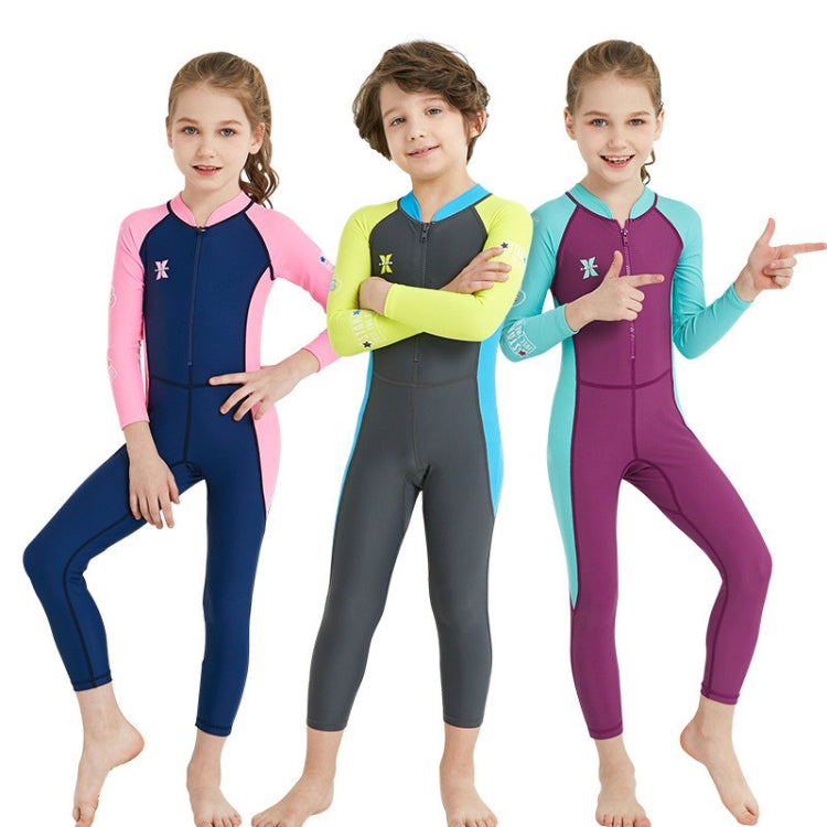 DIVE&SAIL Children Diving Suit Outdoor Long-sleeved One-piece Swimsuit Sunscreen Swimwear, Size: M(Boys Dark Gray) - Boy Clothing by DIVE&SAIL | Online Shopping South Africa | PMC Jewellery | Buy Now Pay Later Mobicred