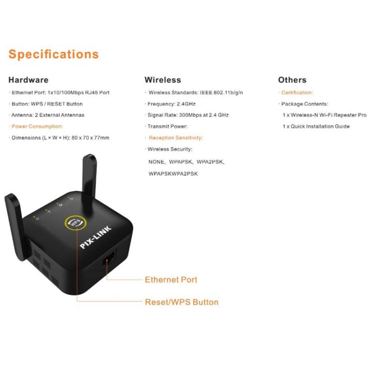 PIX-LINK WR22 300Mbps Wifi Wireless Signal Amplification Enhancement Extender, Plug Type:AU Plug(White) - Wireless Routers by PIX-LINK | Online Shopping South Africa | PMC Jewellery | Buy Now Pay Later Mobicred