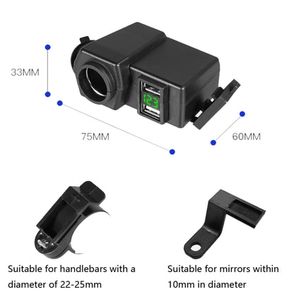 Motorcycle Car Dual USB Mobile Phone Charger With Cigarette Lighter Interface Multi-function Digital Display Car Charger, Style:DYUK Blue Light - Battery Charger by PMC Jewellery | Online Shopping South Africa | PMC Jewellery