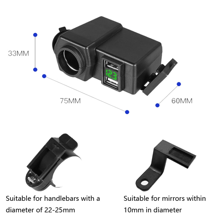 Motorcycle Car Dual USB Mobile Phone Charger With Cigarette Lighter Interface Multi-function Digital Display Car Charger, Style:DYUK-2 Red Light - Battery Charger by PMC Jewellery | Online Shopping South Africa | PMC Jewellery