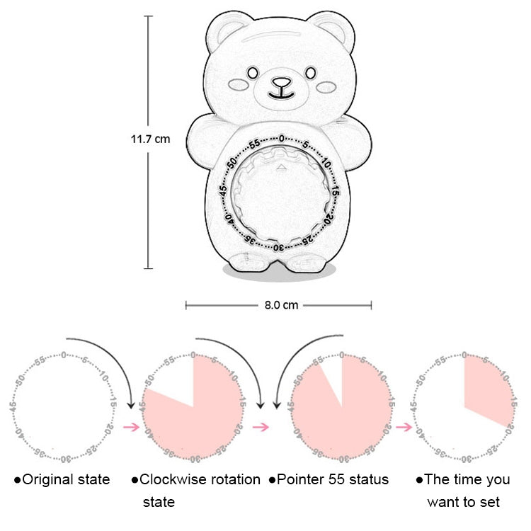Cartoon Bear Timer Kitchen Gadget Mechanical Timer(Blue) - Digital Countdown by PMC TechLife | Online Shopping South Africa | PMC TechLife | Buy Now Pay Later Mobicred