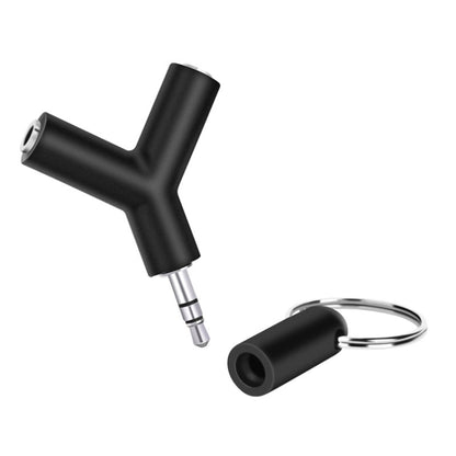 Mini Y Shaped 3.5mm Male to Double 3.5mm Female Jack Audio Headset Adapter Connector Keychain(Black) - Splitter Adapter by PMC Jewellery | Online Shopping South Africa | PMC Jewellery