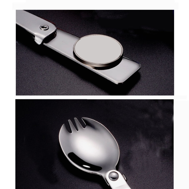 2PCS Stainless Steel Folding Fork Spoon Integrated Dual-use Picnic Portable Tableware, Random Color Delivery(Spoon) - Cookwares & Tablewares by PMC Jewellery | Online Shopping South Africa | PMC Jewellery