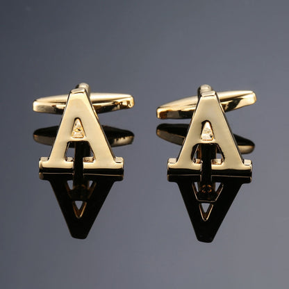 1 pair gold letters A-Z name Cufflinks men French shirt Cufflinks(Z) - Cufflinks by PMC Jewellery | Online Shopping South Africa | PMC Jewellery