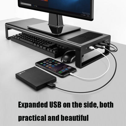 Vaydeer Metal Display Increase Rack Multifunctional Usb Wireless Laptop Screen Stand, Style:L-Top Configuration-Black(2xSplitter+8xUSB3.0) - Laptop Stand by Vaydeer | Online Shopping South Africa | PMC Jewellery | Buy Now Pay Later Mobicred