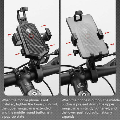 Bicycle Mobile Phone Holder Can Rotate And Adjust Fixed Aluminum Alloy Bracket Automatic Grab Bracket, Style:Handlebar Installation(Silver) - Holders by PMC Jewellery | Online Shopping South Africa | PMC Jewellery | Buy Now Pay Later Mobicred