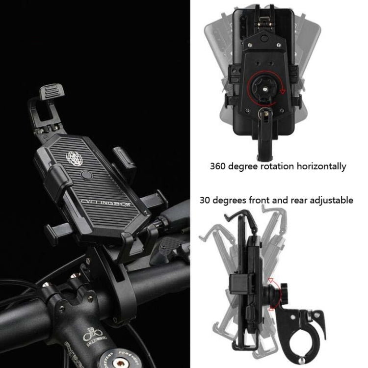 Bicycle Mobile Phone Holder Can Rotate And Adjust Fixed Aluminum Alloy Bracket Automatic Grab Bracket, Style:Handlebar Installation(Silver) - Holders by PMC Jewellery | Online Shopping South Africa | PMC Jewellery | Buy Now Pay Later Mobicred