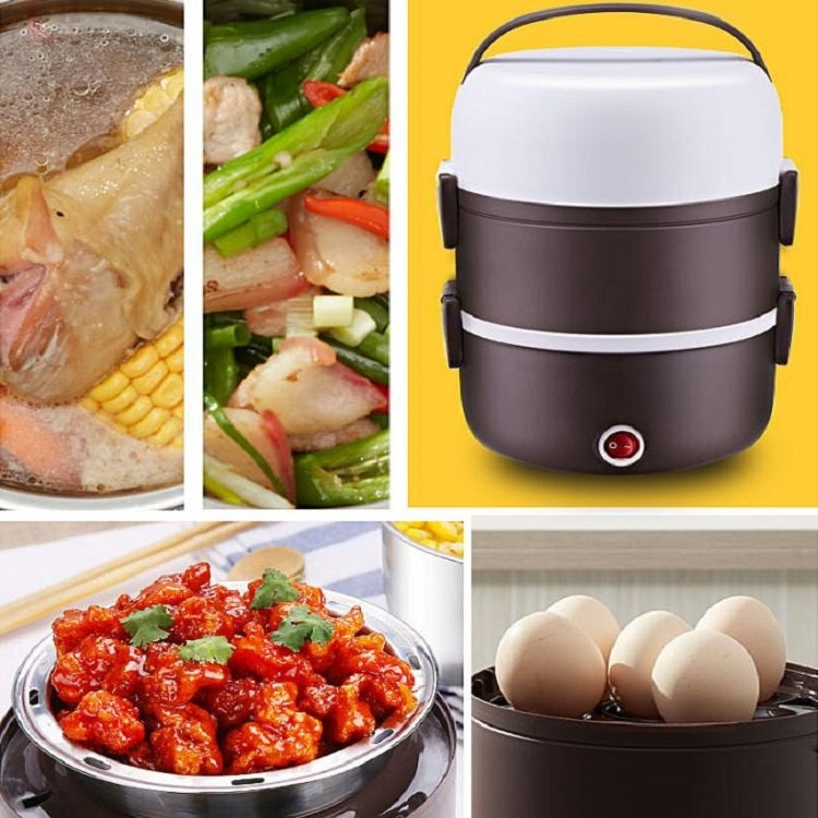 LINGRUI Multi-Function Electric Lunch Box Electric Heating Insulation Cooking Mini Rice Cooker, CN Plug, Specification:Three Layer(Purple) - free shipping - PMC TechLife - Order now!