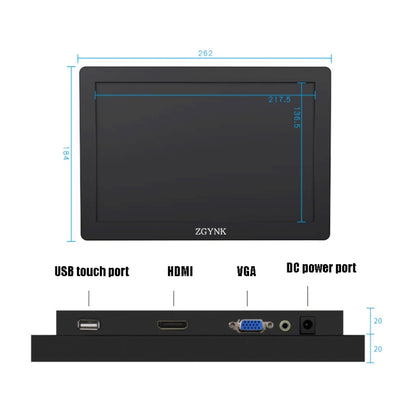 ZGYNK KQ101 HD Embedded Display Industrial Screen, Size: 10 inch, Style:Embedded - LCD Monitors by ZGYNK | Online Shopping South Africa | PMC Jewellery | Buy Now Pay Later Mobicred