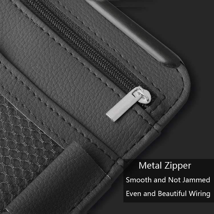 Car Sun Block Glasses Case Document Holder Car Plastic Frame Zipper Type Multi-Function Card Bag Storage Bag(Brown) - Sunglasses & Glasses Clips by PMC Jewellery | Online Shopping South Africa | PMC Jewellery | Buy Now Pay Later Mobicred