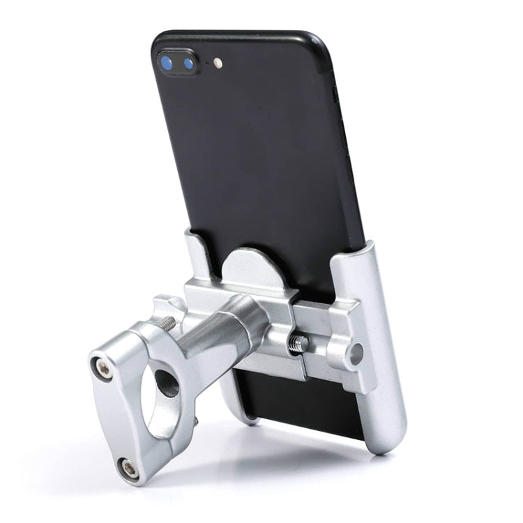 BENGGUO Bicycle Aluminum Alloy Mobile Phone Holder Electric Motorcycle Anti-Vibration Navigation Fixed Mobile Phone Holder Riding Equipment, Style:Handlebar Installation(Silver) - Holders by BENGGUO | Online Shopping South Africa | PMC Jewellery | Buy Now Pay Later Mobicred