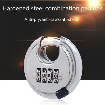 Stainless Steel Password Padlock 304 Waterproof And Rust-Proof Outdoor Courtyard Door Cabinet Lock Round Cake Lock(Silver) - Padlocks by PMC Jewellery | Online Shopping South Africa | PMC Jewellery