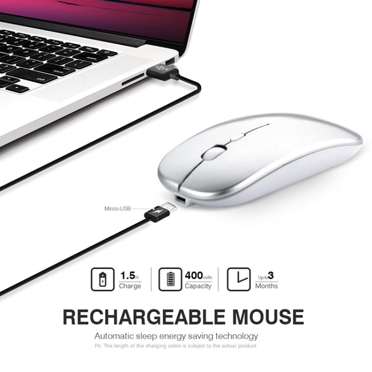 Inphic PM1 Office Mute Wireless Laptop Mouse, Style:Battery Display(Metallic Gray) - Wireless Mice by Inphic | Online Shopping South Africa | PMC TechLife | Buy Now Pay Later Mobicred