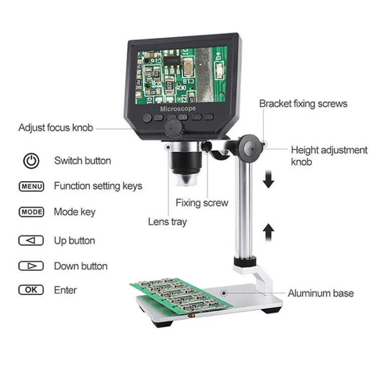 G600A HD Mobile Phone Repair Microscope 4.3 Inch Screen Digital Microscope Electron Microscope(US Plug) - Digital Microscope by PMC Jewellery | Online Shopping South Africa | PMC Jewellery | Buy Now Pay Later Mobicred