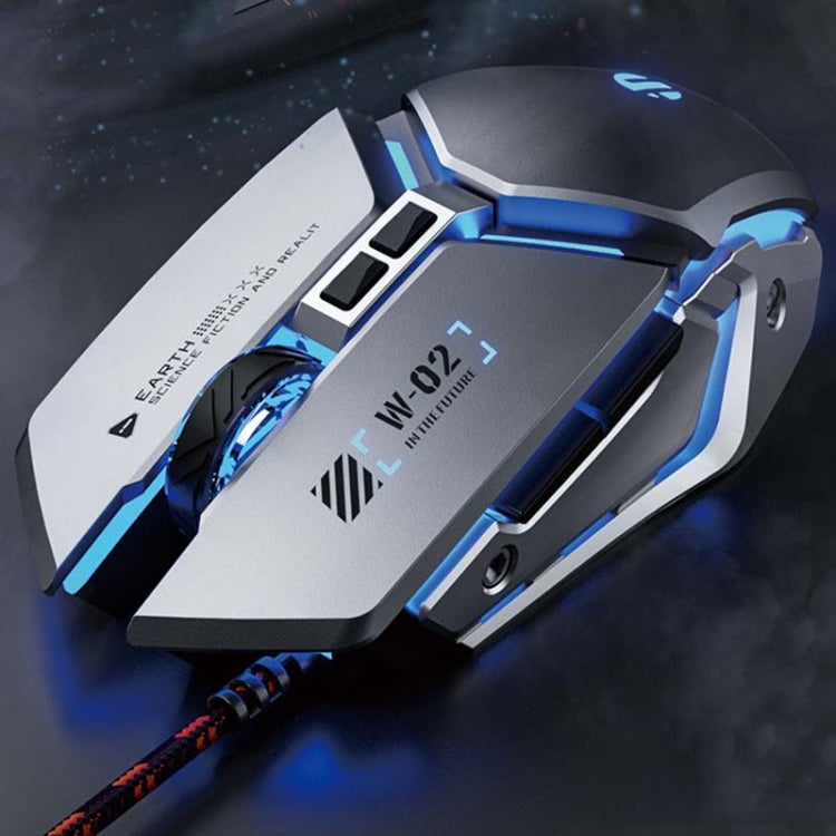 Inphic W-02 6 Keys Home Office Luminous Macro Programming USB Computer Mechanical Game Wired Mouse(Metallic Gray) - Wired Mice by Inphic | Online Shopping South Africa | PMC TechLife | Buy Now Pay Later Mobicred
