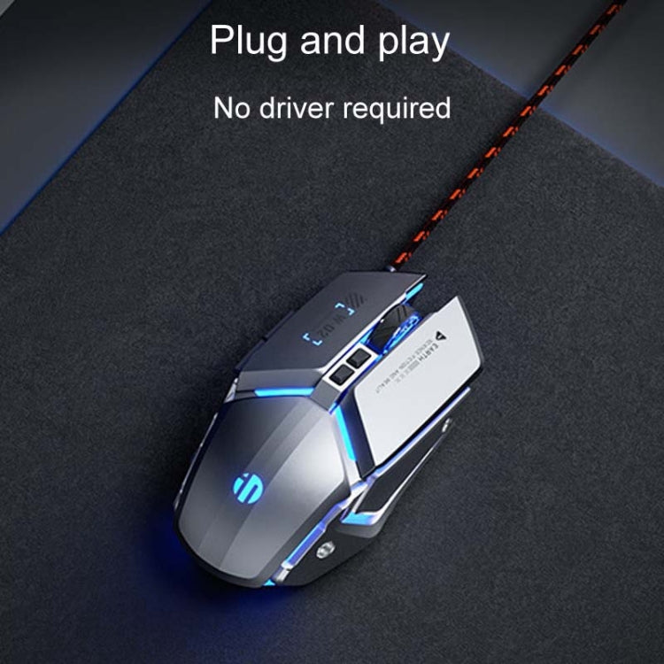 Inphic W-02 6 Keys Home Office Luminous Macro Programming USB Computer Mechanical Game Wired Mouse(Metallic Gray) - Wired Mice by Inphic | Online Shopping South Africa | PMC TechLife | Buy Now Pay Later Mobicred