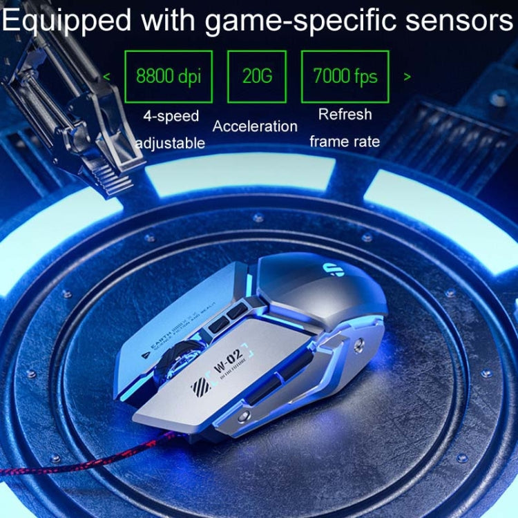 Inphic W-02 6 Keys Home Office Luminous Macro Programming USB Computer Mechanical Game Wired Mouse(Metallic Gray) - Wired Mice by Inphic | Online Shopping South Africa | PMC TechLife | Buy Now Pay Later Mobicred