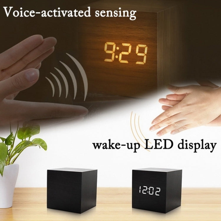 Multicolor Sounds Control Wooden Clock Modern Digital LED Desk Alarm Clock Thermometer Timer Black Blue - Alarm Clocks by PMc TechLife | Online Shopping South Africa | PMc TechLife | Buy Now Pay Later Mobicred