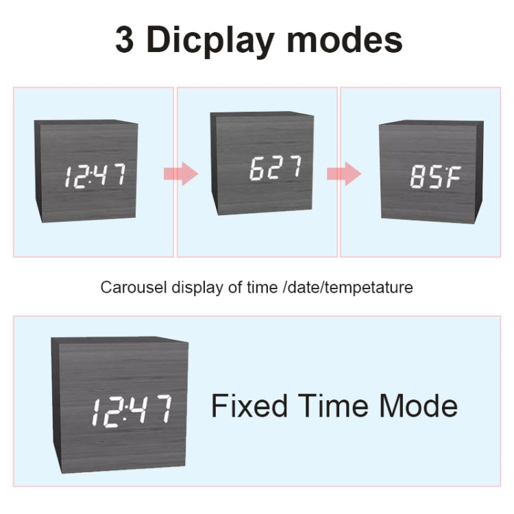 Multicolor Sounds Control Wooden Clock Modern Digital LED Desk Alarm Clock Thermometer Timer White Red - Alarm Clocks by PMc TechLife | Online Shopping South Africa | PMc TechLife | Buy Now Pay Later Mobicred