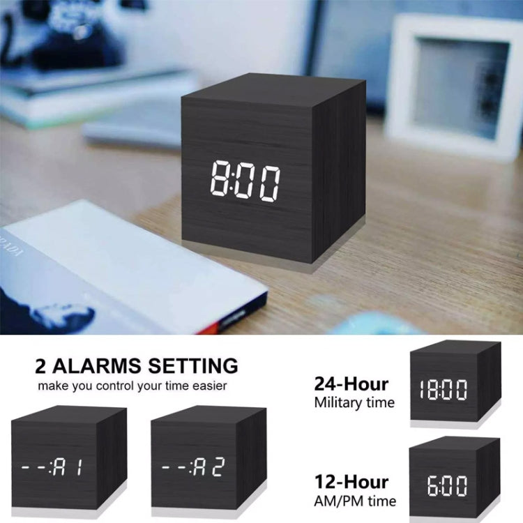 Multicolor Sounds Control Wooden Clock Modern Digital LED Desk Alarm Clock Thermometer Timer White Red - Alarm Clocks by PMc TechLife | Online Shopping South Africa | PMc TechLife | Buy Now Pay Later Mobicred