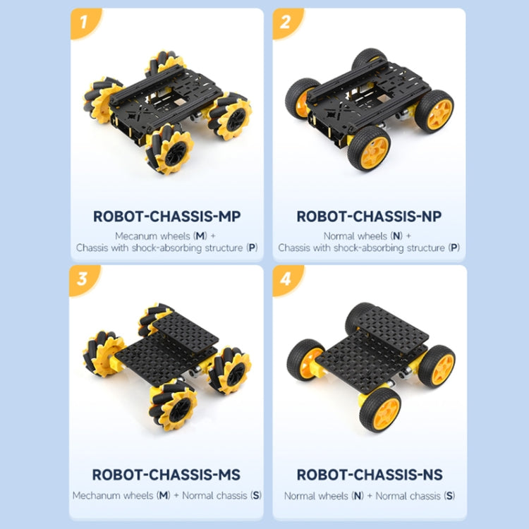 Waveshare Smart Mobile Robot Chassis Kit, Chassis:With Shock-absorbing(Mecanum Wheels) - Robotics Accessories by Waveshare | Online Shopping South Africa | PMC Jewellery | Buy Now Pay Later Mobicred