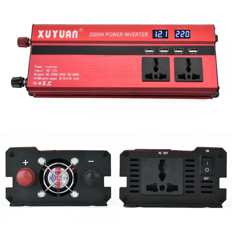 XUYUAN 2000W Car Inverter with USB Display Converter, Specification: 12V to 220V -  by Car Inverter | Online Shopping South Africa | PMC Jewellery | Buy Now Pay Later Mobicred