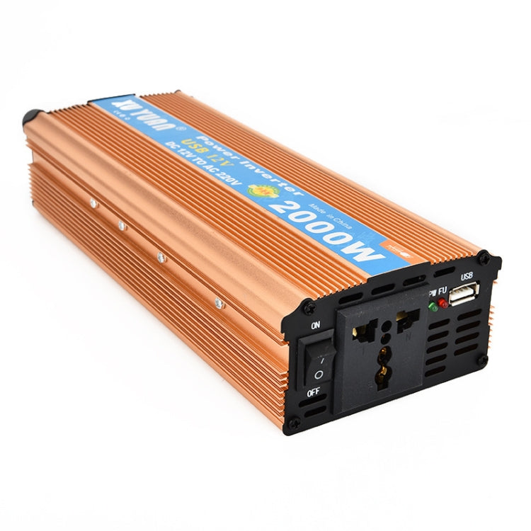 XUYUAN 2000W Inverter with USB Positive And Negative Reverse Connection Protection, Specification: Gold 12V to 110V - Modified Square Wave by PMC Jewellery | Online Shopping South Africa | PMC Jewellery | Buy Now Pay Later Mobicred