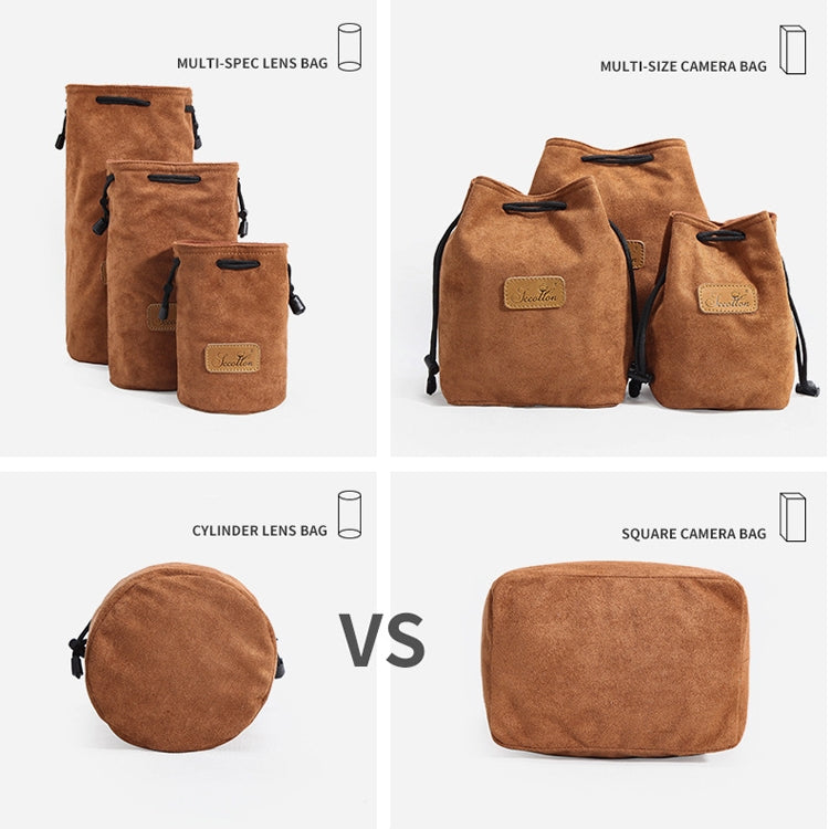 S.C.COTTON Liner Shockproof Digital Protection Portable SLR Lens Bag Micro Single Camera Bag Square Brown S - free shipping - PMC TechLife - Order now!