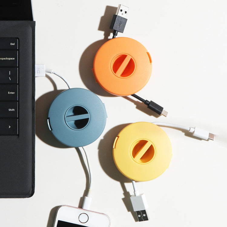Round Data Cable Storage Box Earphone Storage Collection Box(Yellow) - Storage Boxes by PMC TechLife | Online Shopping South Africa | PMC TechLife