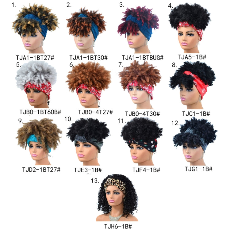 Headscarf Wig Black Gradient Small Curly Wig Explosive Headgear, Colour: 9.TJD2-1BT27# - free shipping - PMC TechLife - Order now!