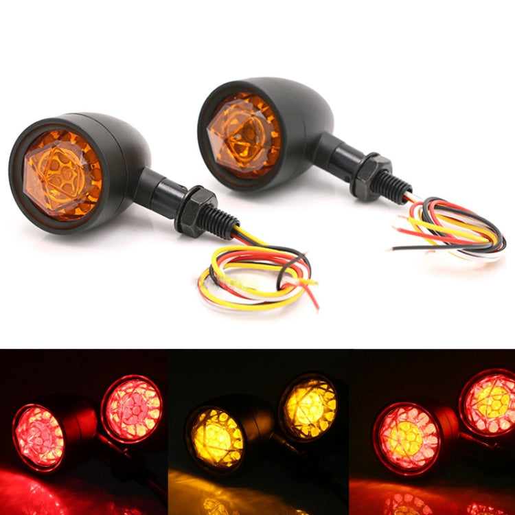 1pair Motorcycle Universal Retro LED Turn Signal Light(Black Shell Yellow Cover) - Turn Signal by PMC Jewellery | Online Shopping South Africa | PMC Jewellery | Buy Now Pay Later Mobicred