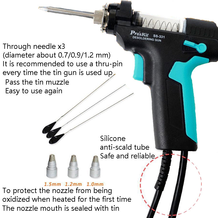 ProsKit SS-331H Electric Heat Tin Suction Device Fully Automatic Suction Pump Desoldering Machine - free shipping - PMC TechLife - Order now!