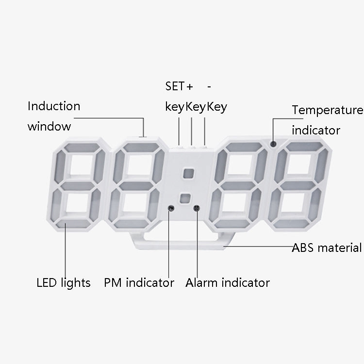 6609 3D Stereo LED Alarm Clock Living Room 3D Wall Clock, Colour: Black Frame Green Light - Alarm Clocks by PMc TechLife | Online Shopping South Africa | PMc TechLife | Buy Now Pay Later Mobicred