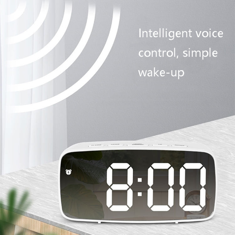 Mirror Bedside Alarm Clock Battery Plug-In Dual-Purpose LED Clock, Colour: Arc-shaped Black Shell (Black Surface White Light) - Alarm Clocks by PMc TechLife | Online Shopping South Africa | PMc TechLife | Buy Now Pay Later Mobicred