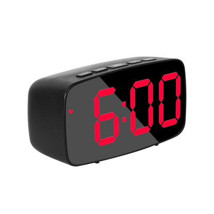 Mirror Bedside Alarm Clock Battery Plug-In Dual-Purpose LED Clock, Colour: Arc-shaped Black Shell (Black Surface Red Light) - Alarm Clocks by PMC Jewellery | Online Shopping South Africa | PMC Jewellery