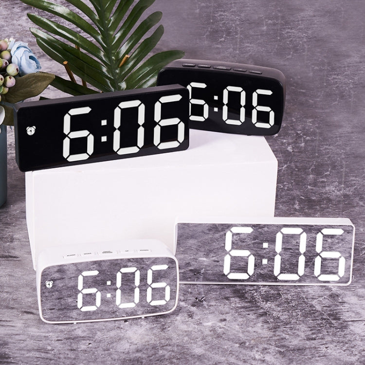 Mirror Bedside Alarm Clock Battery Plug-In Dual-Purpose LED Clock, Colour: Rectangle Black Shell (Black Surface Red light) - Alarm Clocks by PMc TechLife | Online Shopping South Africa | PMc TechLife | Buy Now Pay Later Mobicred