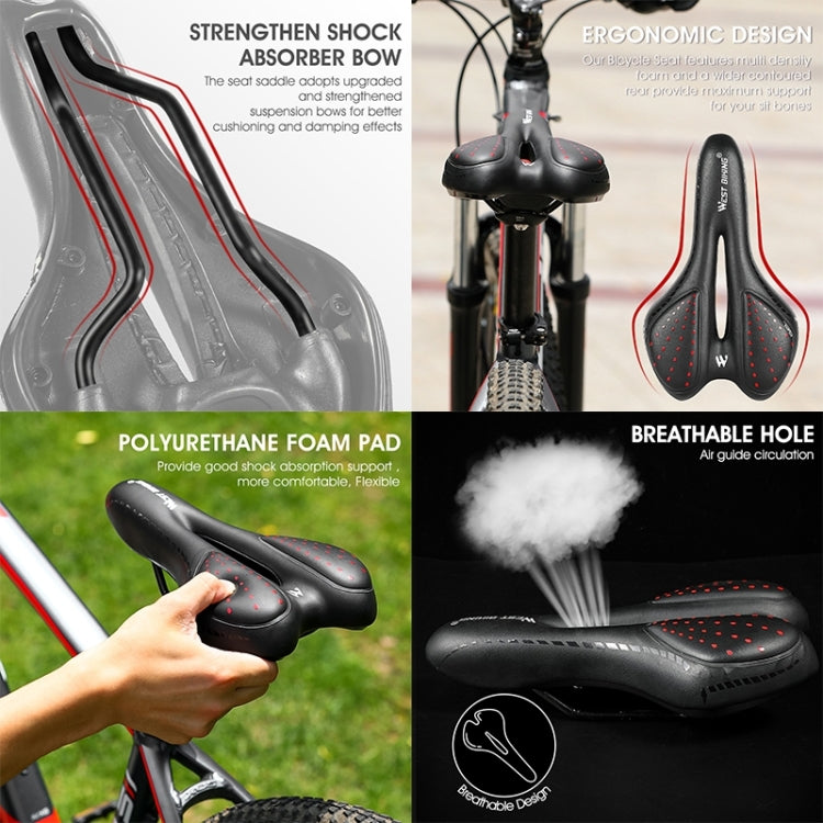 WEST BIKING YP0801086 Silicone Thickened Soft And Comfortable Bicycle Seat(Black Blue) - Bicycle Saddle by WEST BIKING | Online Shopping South Africa | PMc TechLife | Buy Now Pay Later Mobicred
