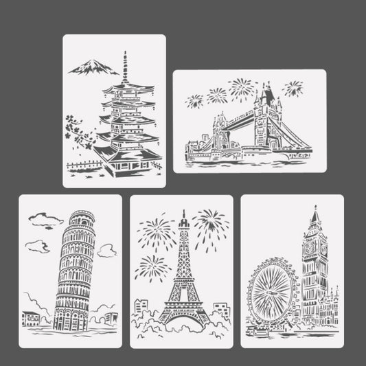 Tower System (5pcs / Set) Construction Series Painting Template Theme City A4 Label Template - Art Supplies by PMC Jewellery | Online Shopping South Africa | PMC Jewellery | Buy Now Pay Later Mobicred