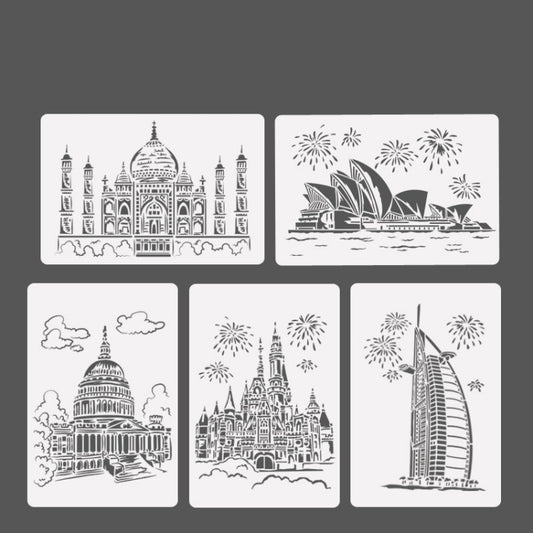 Sailing Line(5pcs / Set) Construction Series Painting Template Theme City A4 Label Template - Art Supplies by PMC Jewellery | Online Shopping South Africa | PMC Jewellery | Buy Now Pay Later Mobicred