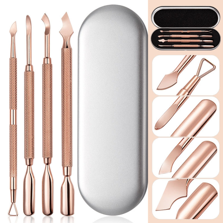 Rose Gold Double-headed Steel Nail Remover Set Clean Decontamination Remover Manicure Tool - Nail Art Equipment by PMC Jewellery | Online Shopping South Africa | PMC Jewellery | Buy Now Pay Later Mobicred