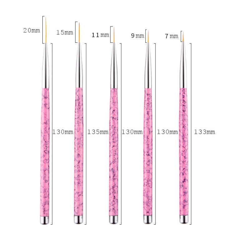 5 in 1 7/9/11/15 / 20mm Nail Art Draw Line Pen Nails Painted Brush - Nail Art Equipment by PMC Jewellery | Online Shopping South Africa | PMC Jewellery | Buy Now Pay Later Mobicred