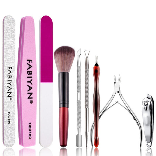 FABIYAN Nail Art Tool Set Manicure Disarm Tool Set, Specification: 9-piece Set - Nail Art Equipment by FABIYAN | Online Shopping South Africa | PMC Jewellery | Buy Now Pay Later Mobicred