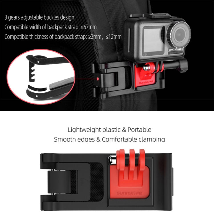 Sunnylife TY-Q9266 for Insta360 GO / DJI Osmo Action / GoPro Mount Bracket Stabilizer Backpack Clip with Screw - Backpack Clip by Sunnylife | Online Shopping South Africa | PMC Jewellery | Buy Now Pay Later Mobicred