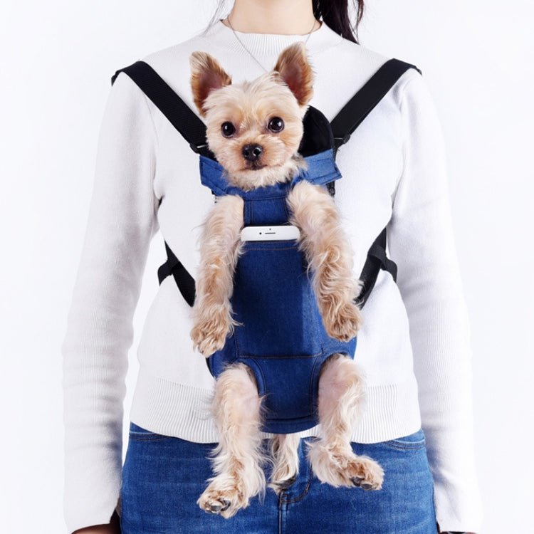 Dog Going Out Foldable On Chest Backpack Pet Carrier Bag, Colour: Blue Denim (Four Seasons)(S) - Pet Bags by PMC Jewellery | Online Shopping South Africa | PMC Jewellery