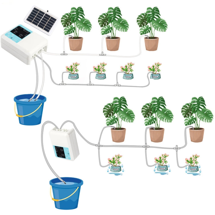 G89456 Solar Intelligent Voice Timing Automatic Flower Watering Device Lazy Plant Dripper, Specification: Single Pump 10 Sets(White) - Watering & Irrigation by PMc TechLife | Online Shopping South Africa | PMc TechLife | Buy Now Pay Later Mobicred